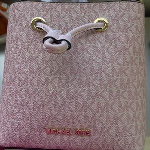 Mercer Small Powder Blush Multi Pvc Bucket Crossbody Handbag Women's Purse